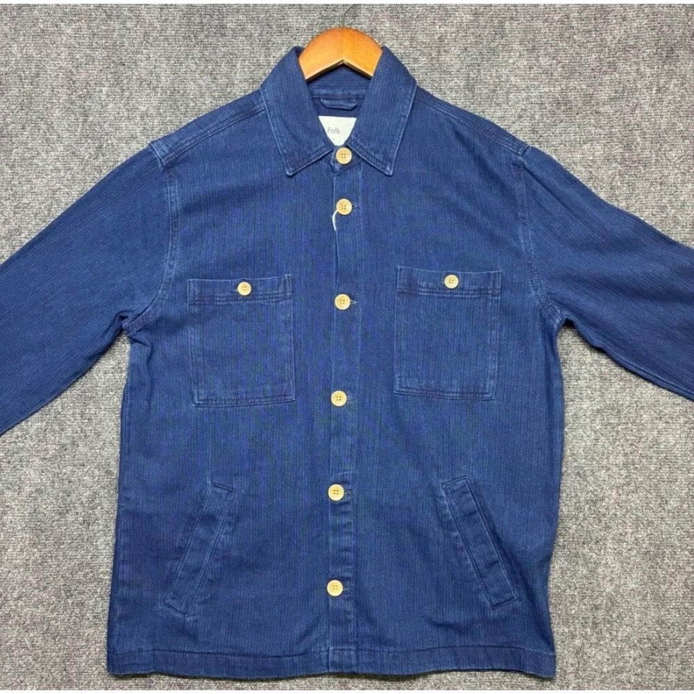Folk Chore Jacket Herringbone Wash Twill Indigo Large NWT JMK/JM/2831 - Picture 6 of 15
